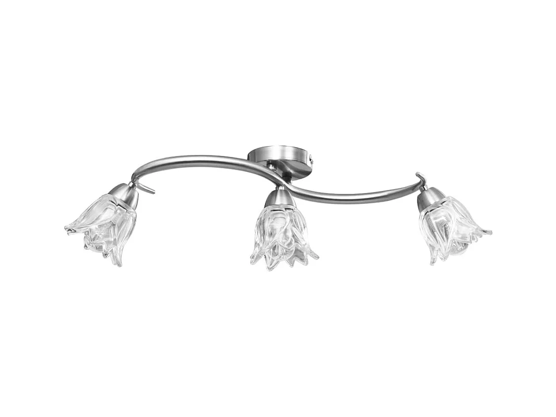 Plafonnier et abat-jour verre transparent 3 ampoules E14 Tulipe FR171467