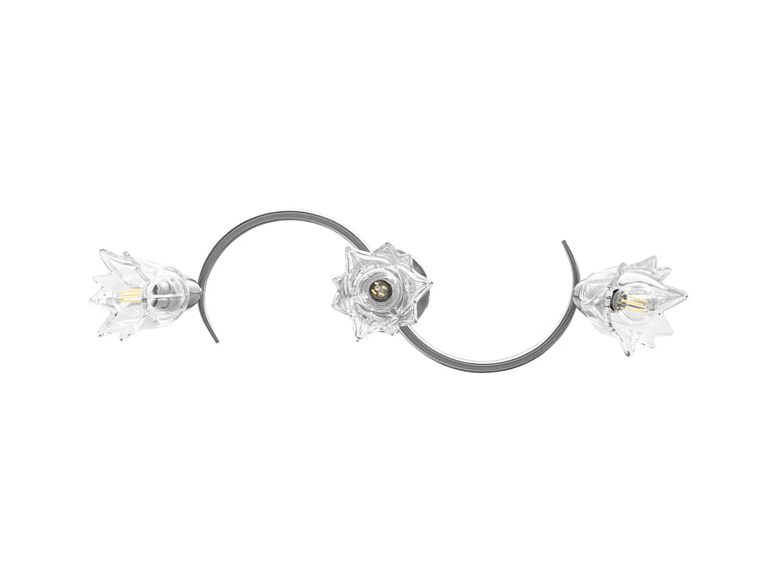 Plafonnier et abat-jour verre transparent 3 ampoules E14 Tulipe FR171467