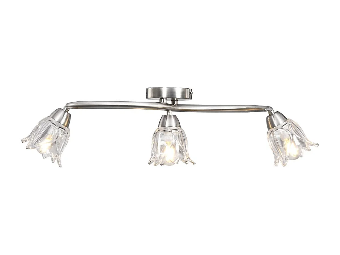 Plafonnier et abat-jour verre transparent 3 ampoules E14 Tulipe FR171467