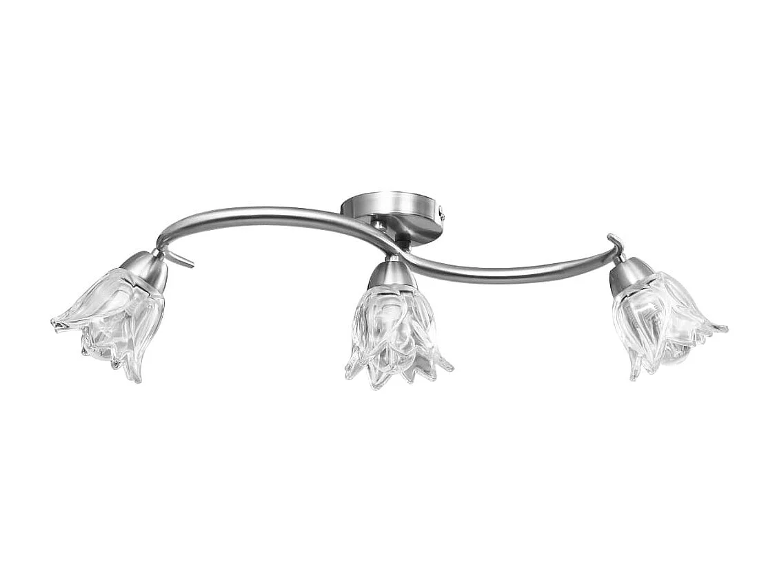 Plafonnier et abat-jour verre transparent 3 ampoules E14 Tulipe FR171467