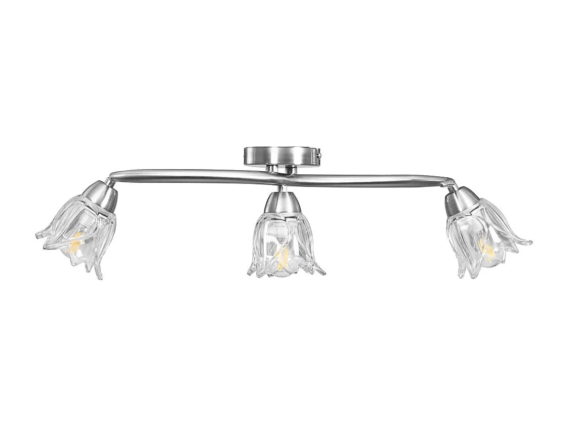 Plafonnier et abat-jour verre transparent 3 ampoules E14 Tulipe FR171467