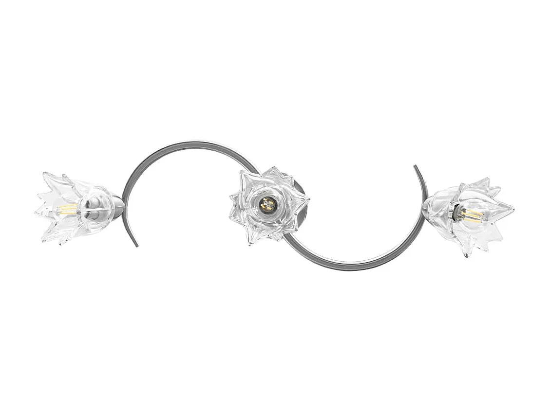 Plafonnier et abat-jour verre transparent 3 ampoules E14 Tulipe FR171467