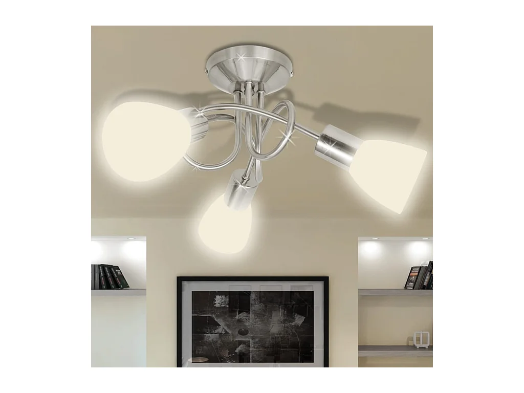 Plafonnier avec abat-jour en verre pour 3 ampoules E14 FR979795