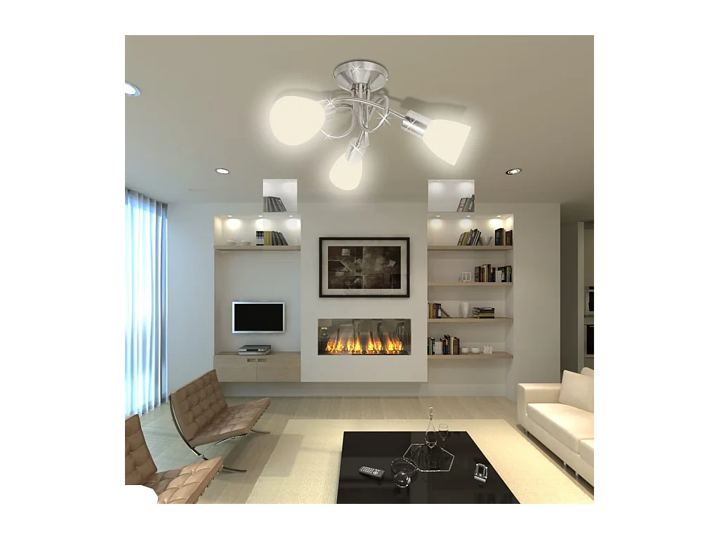 Plafonnier avec abat-jour en verre pour 3 ampoules E14 FR979795