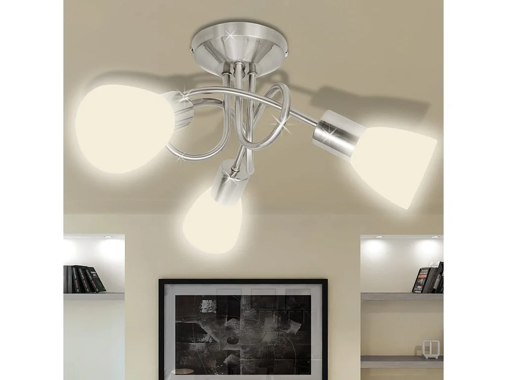 Plafonnier avec abat-jour en verre pour 3 ampoules E14 FR979795