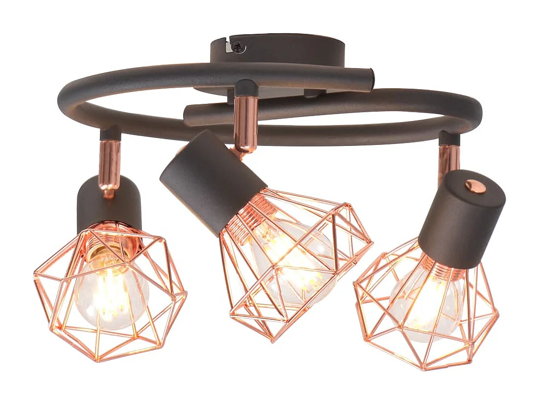 Lámpara de techo con 3 focos E14 negra y cobre ES918760
