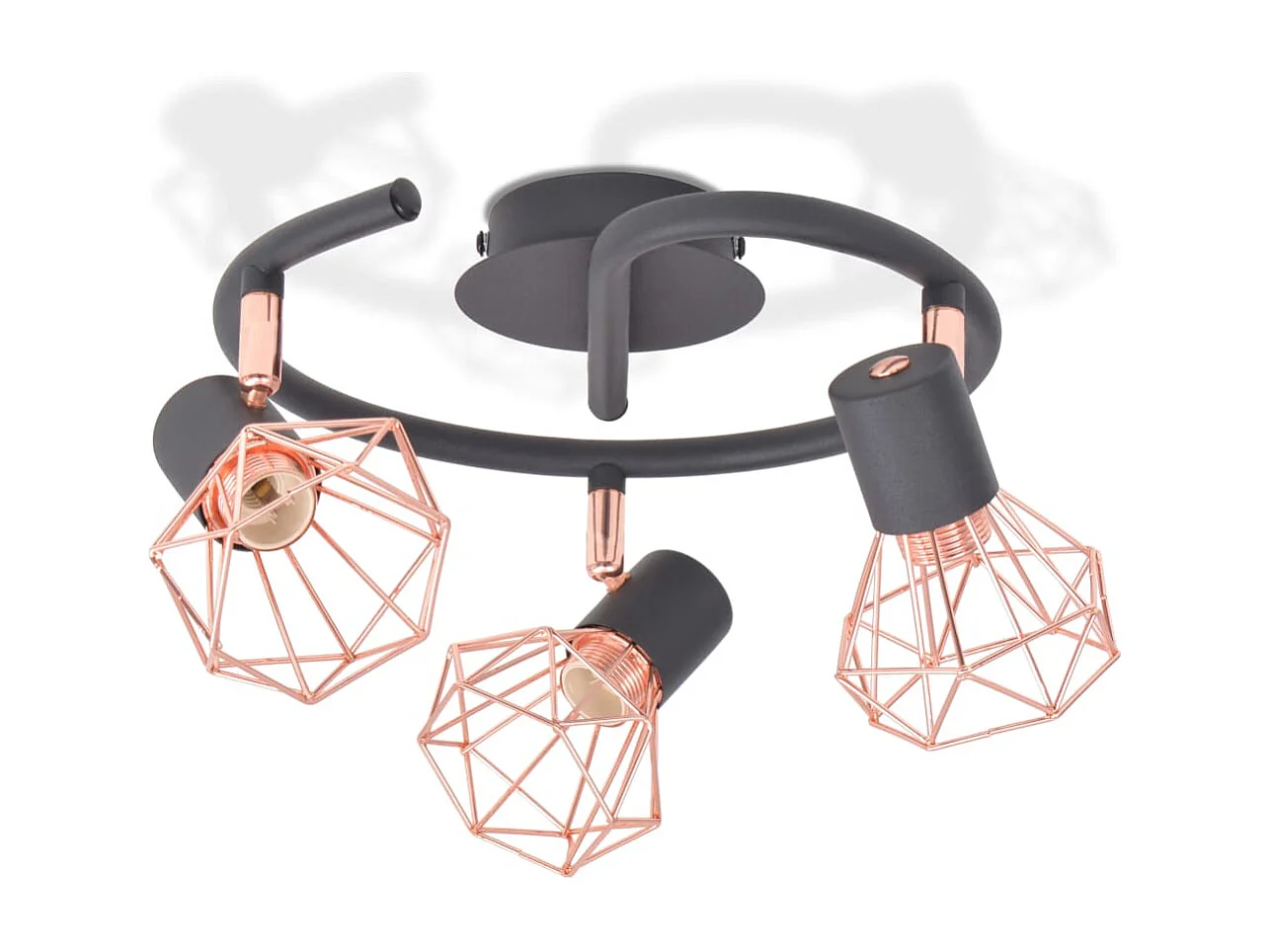 Lámpara de techo con 3 focos E14 negra y cobre ES918760