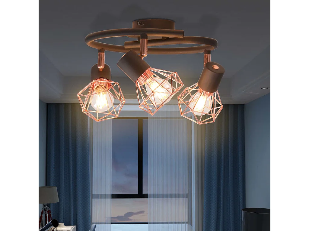 Lámpara de techo con 3 focos E14 negra y cobre ES918760