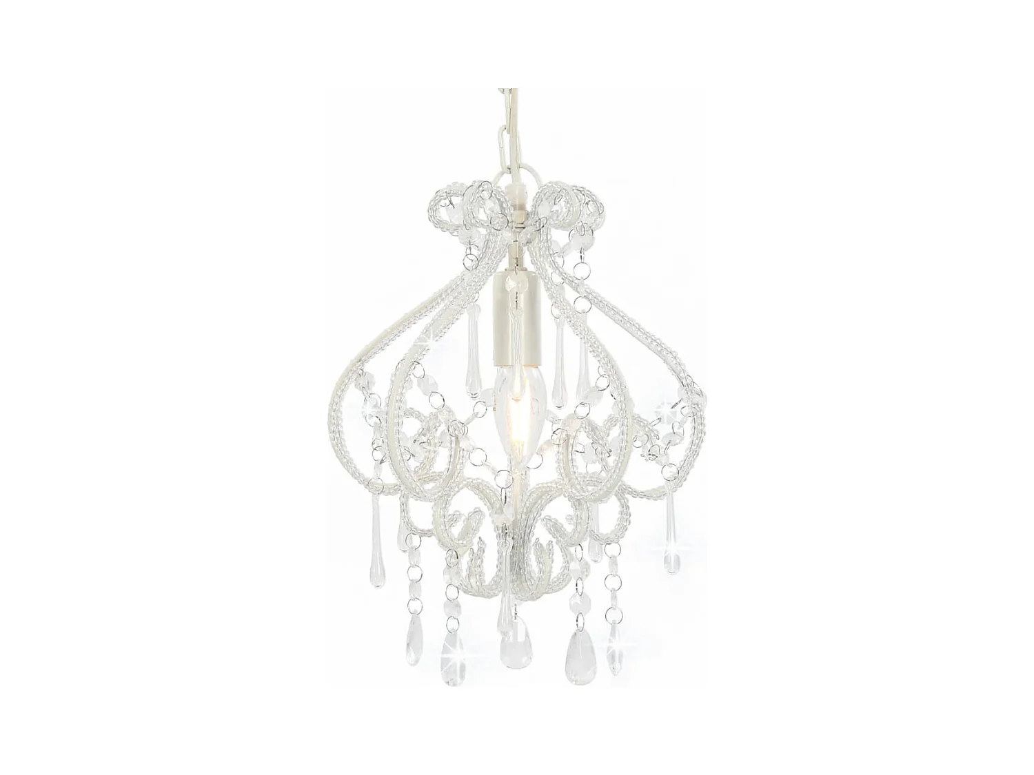 Plafonnier avec perles Blanc Rond E14 FR988157