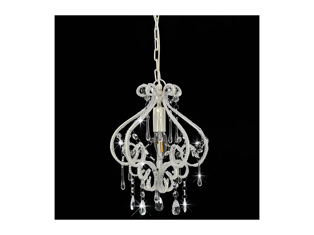 Plafonnier avec perles Blanc Rond E14 FR988157