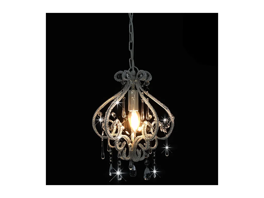 Plafonnier avec perles Blanc Rond E14 FR988157