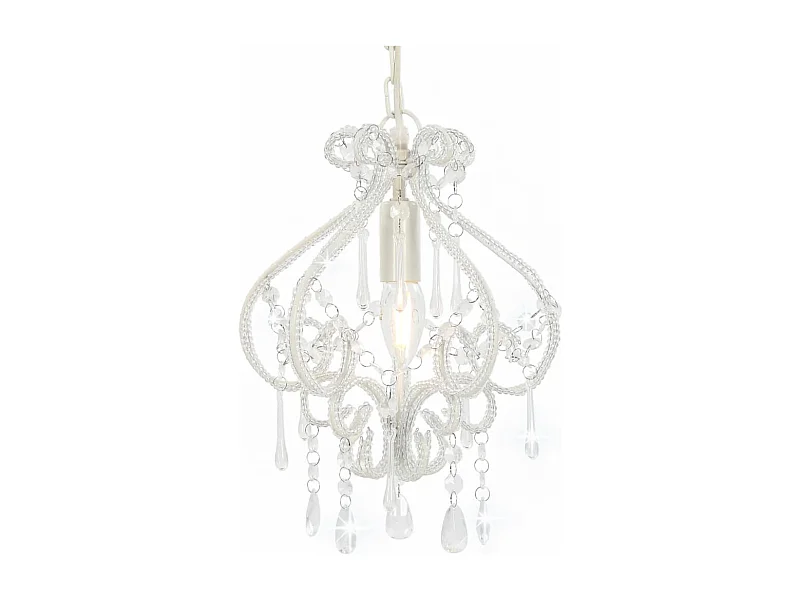 Candeeiro de teto com contas redondo E14 branco PT554190