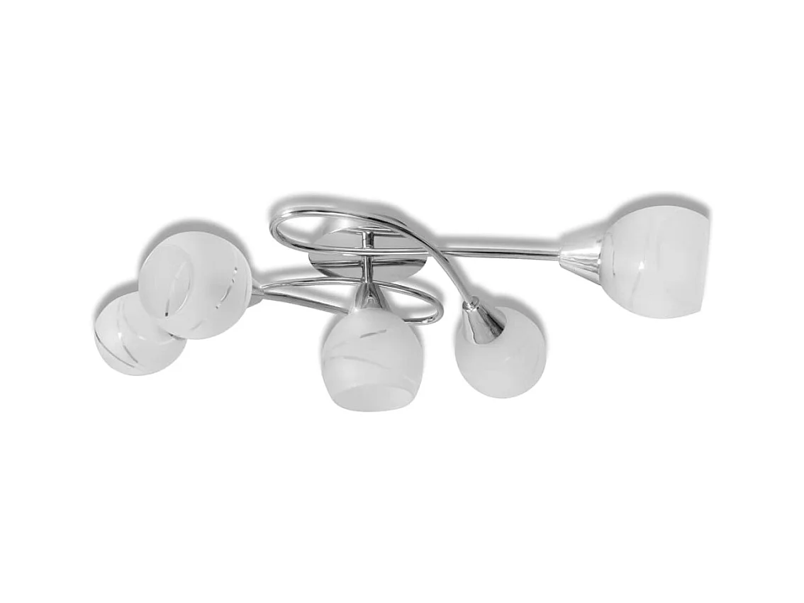 Plafonnier avec abat-jours en verre pour 5 ampoules E14 FR950674