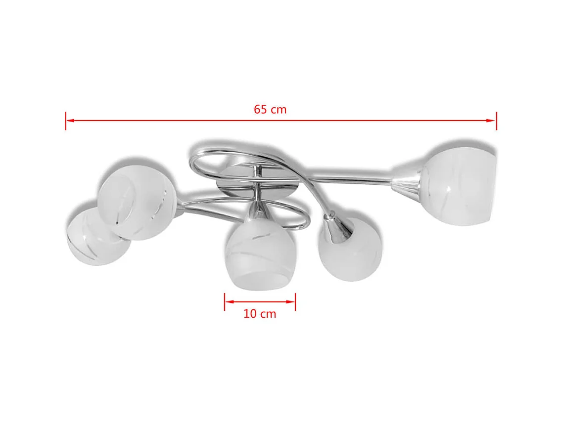 Plafonnier avec abat-jours en verre pour 5 ampoules E14 FR950674