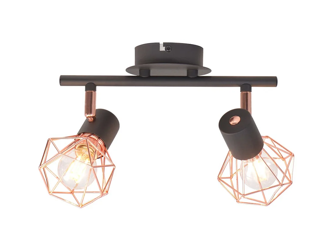 Plafonnier avec 2 projecteurs E14 Noir et cuivre FR754134