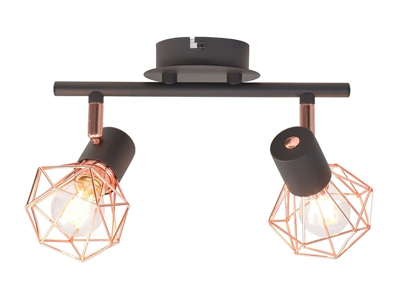 Plafonnier avec 2 projecteurs E14 Noir et cuivre FR754134