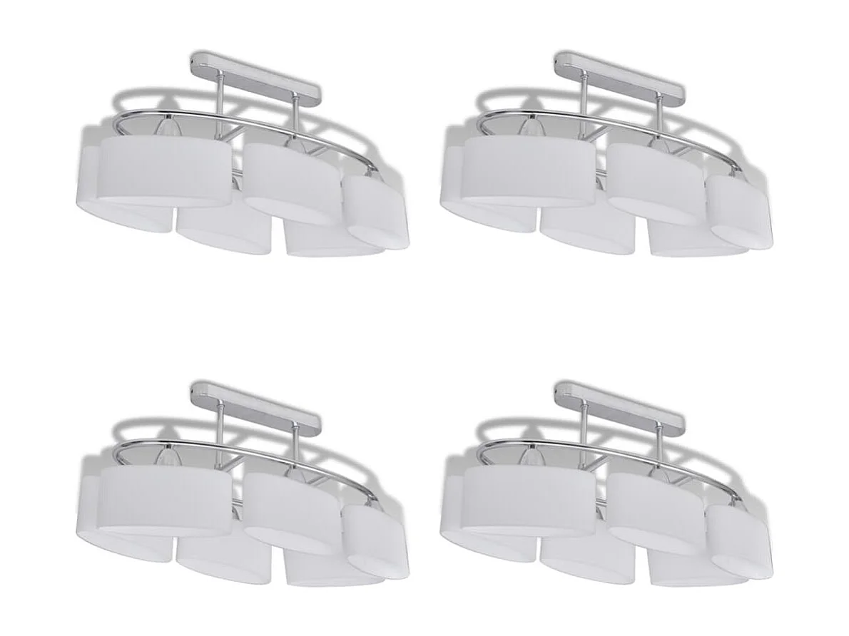 Plafonnier avec abat-jours en verre ellipsoïde 4 pcs E14 FR828863