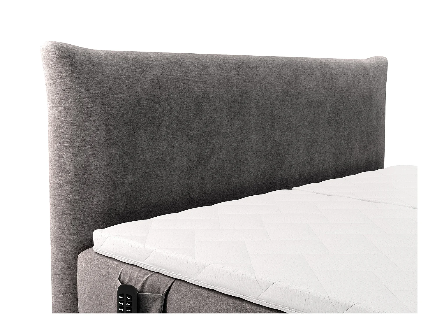 Ensemble complet boxspring tête de lit + sommiers relaxation électrique + matelas + surmatelas - 2 x 90 x 200 cm - Tissu - Anthracite - ZANORO de PALACIO