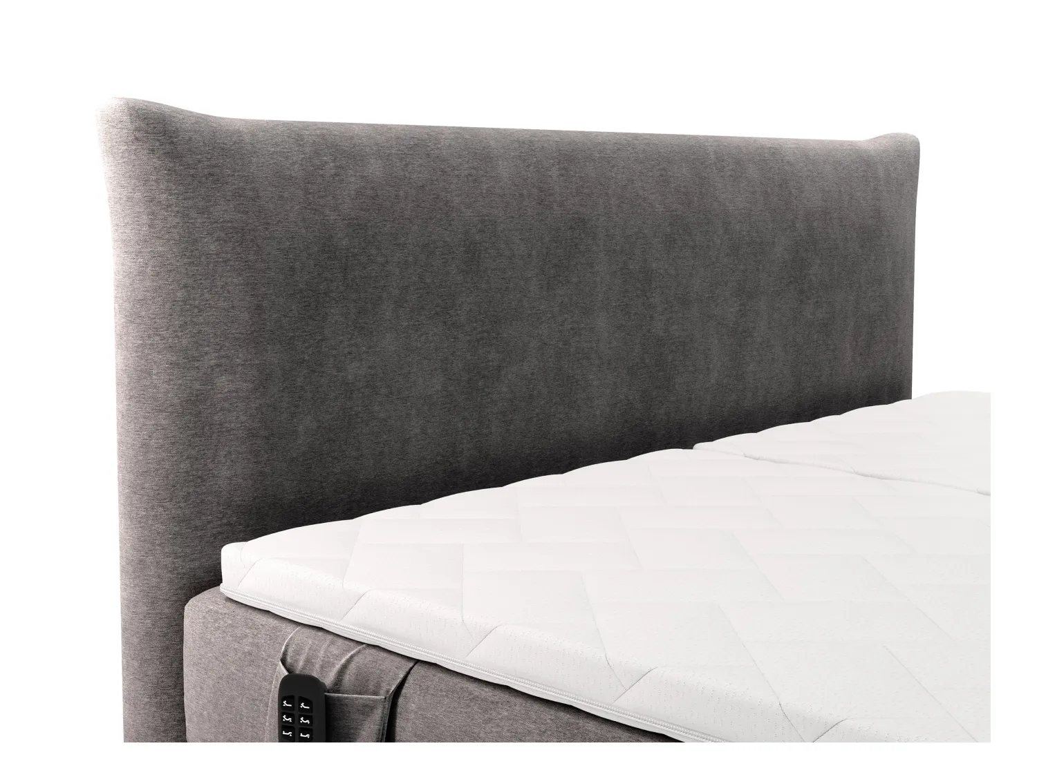 Conjunto completo boxspring cabecero + somieres con elevación eléctrica + colchón + sobrecolchón - 2 x 90 x 200 cm - Tejido - Antracita - ZANORO de PALACIO