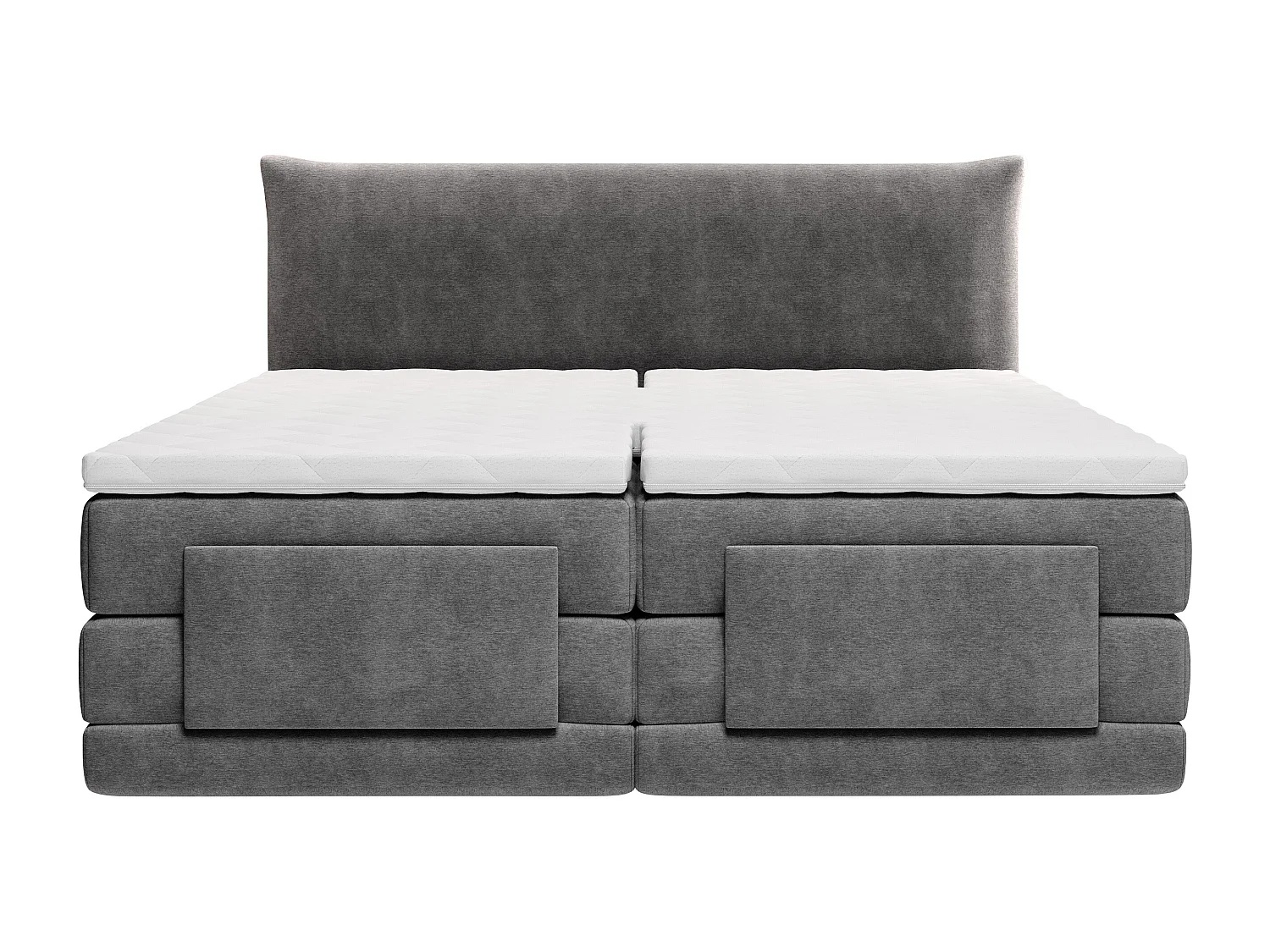 Komplett boxspring set sänggavel + elektrisk ställbar resårmadrass + madrass + bäddmadrass - 2 x 90 x 200 cm - Tyg - Antracit - ZANORO från PALACIO