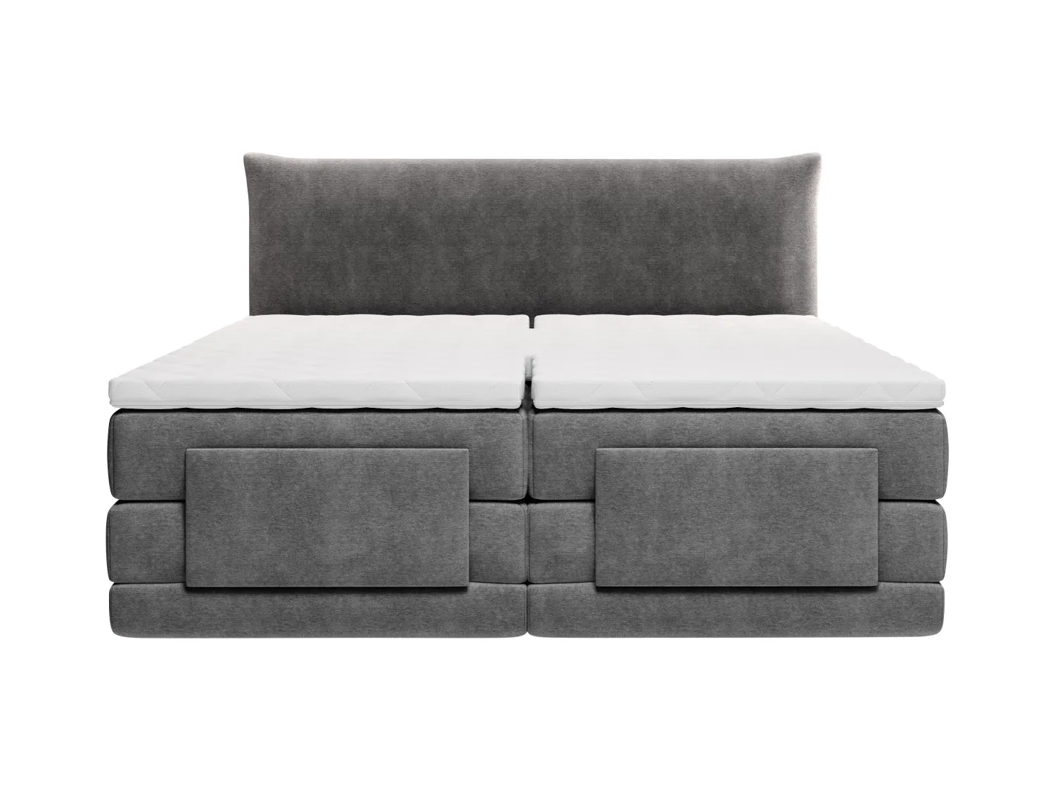 Conjunto completo boxspring cabecero + somieres con relax eléctrico + colchón + topper - 2 x 80 x 200 cm - Tela - Antracita - ZANORO de PALACIO