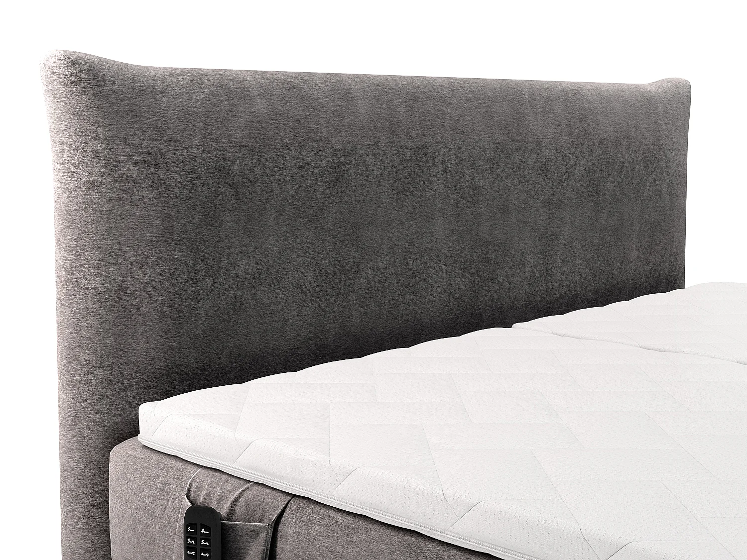 Komplett boxspring-set med sänggavel + elektriskt justerbar resårmadrass + madrass + bäddmadrass - 2 x 80 x 200 cm - Tyg - Antracit - ZANORO från PALACIO