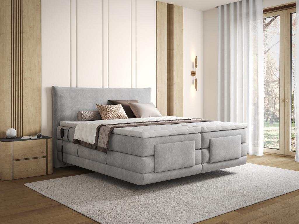 Komplettes Boxspring-Set mit Kopfteil + elektrisch verstellbare Lattenroste günstig online kaufen