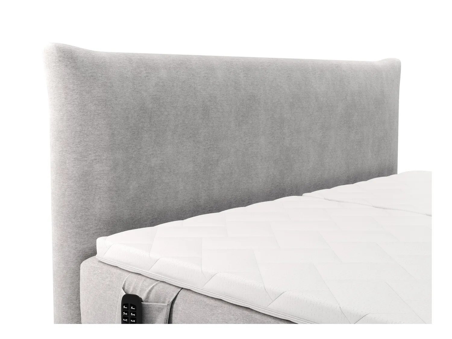 Conjunto completo boxspring cabecero + somieres con relax eléctrico + colchón + sobrecolchón - 2 x 90 x 200 cm - Tejido - Gris claro - ZANORO de PALACIO