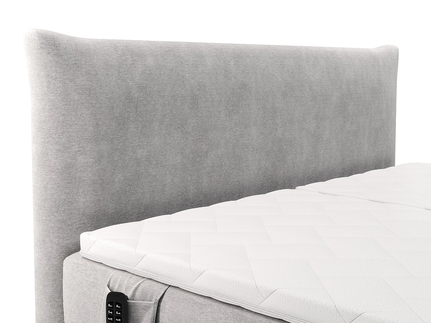 Komplett boxspring set med huvudgavel + elektriska fjädrande sängbottnar + madrass + bäddmadrass - 2 x 90 x 200 cm - Tyg - Ljusgrå - ZANORO från PALACIO