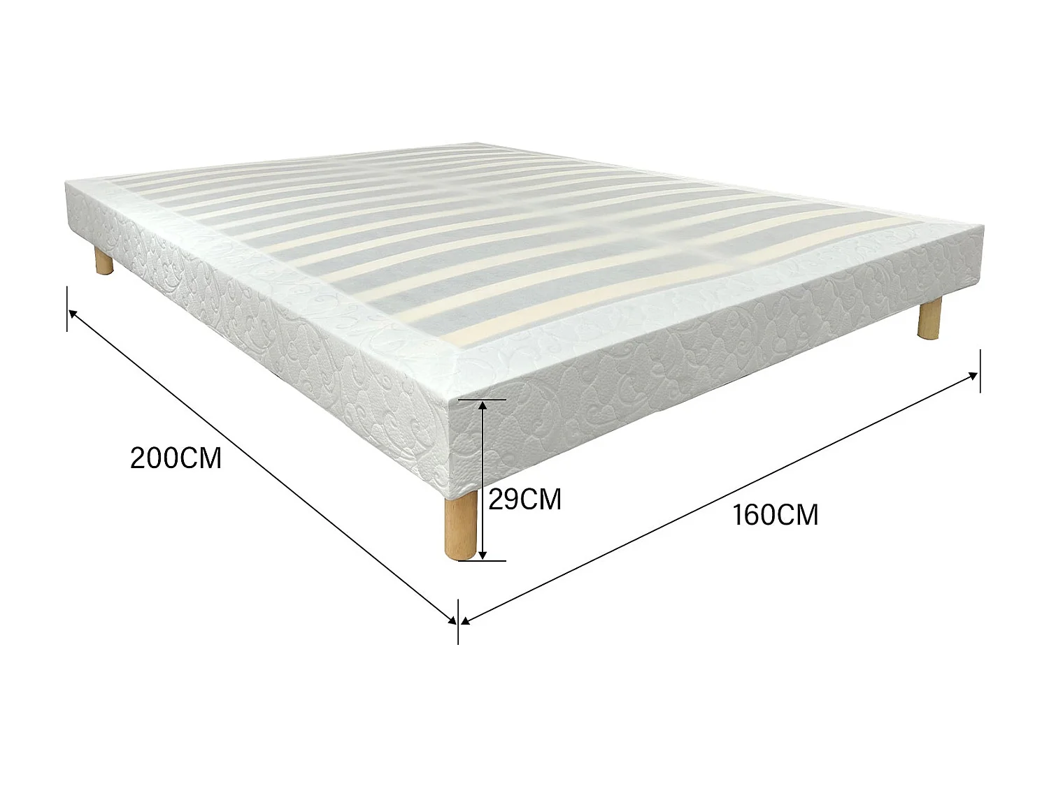 Ensemble Matelas à ressorts+ Lit Sommier Tapissier Déco 140x190cm, Epaisseur du Matelas 20cm