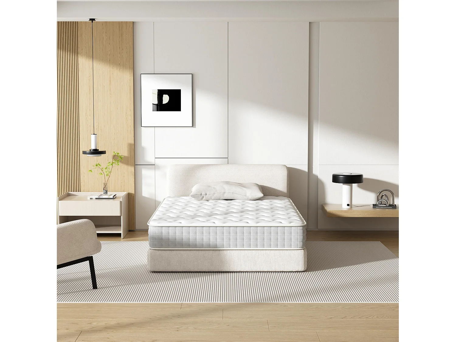 Matelas Ressorts 120x190cm de Forme en Mousse et Ressorts, 20 cm Épaisseur