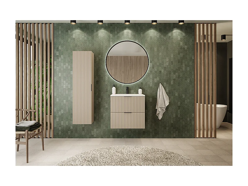 Mueble de baño estriado FLOW 60 cm cachemira