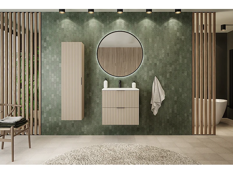 Szafka łazienkowa ryflowana FLOW 60 cm kaszmir