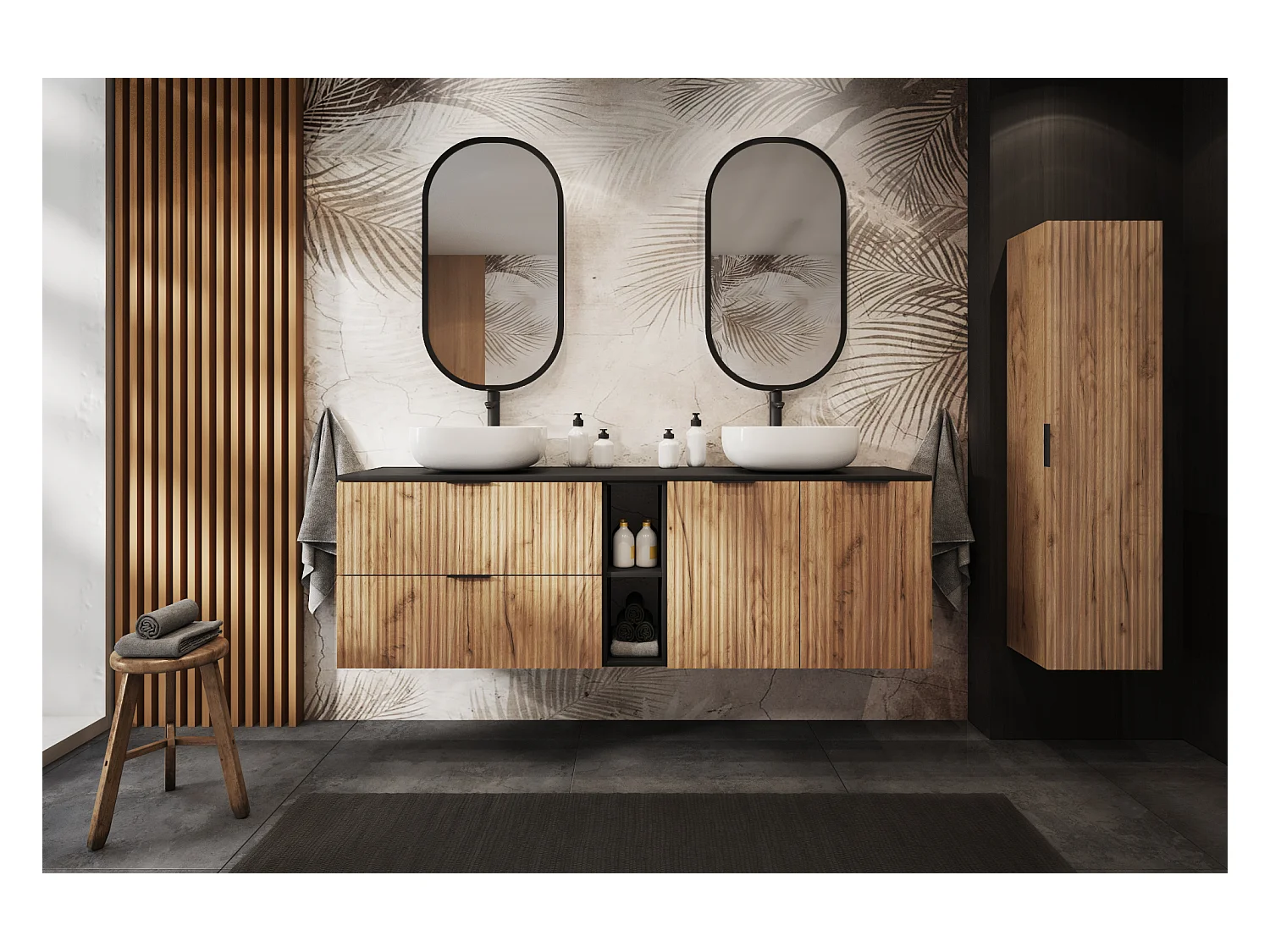 Meuble de salle de bain FLOW/MODERN 40 cm chêne craft doré