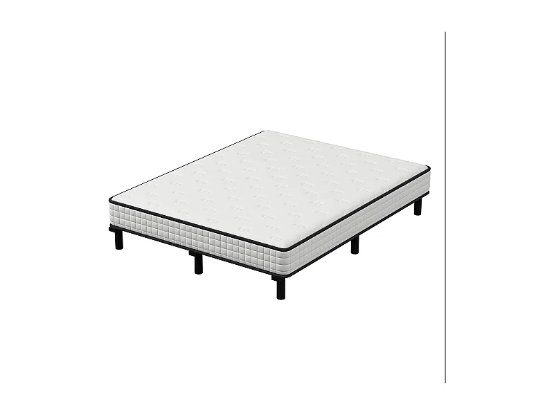 Ensemble matelas et sommier de 140x190 cm, 9 pieds, 15 cm d'épaisseur