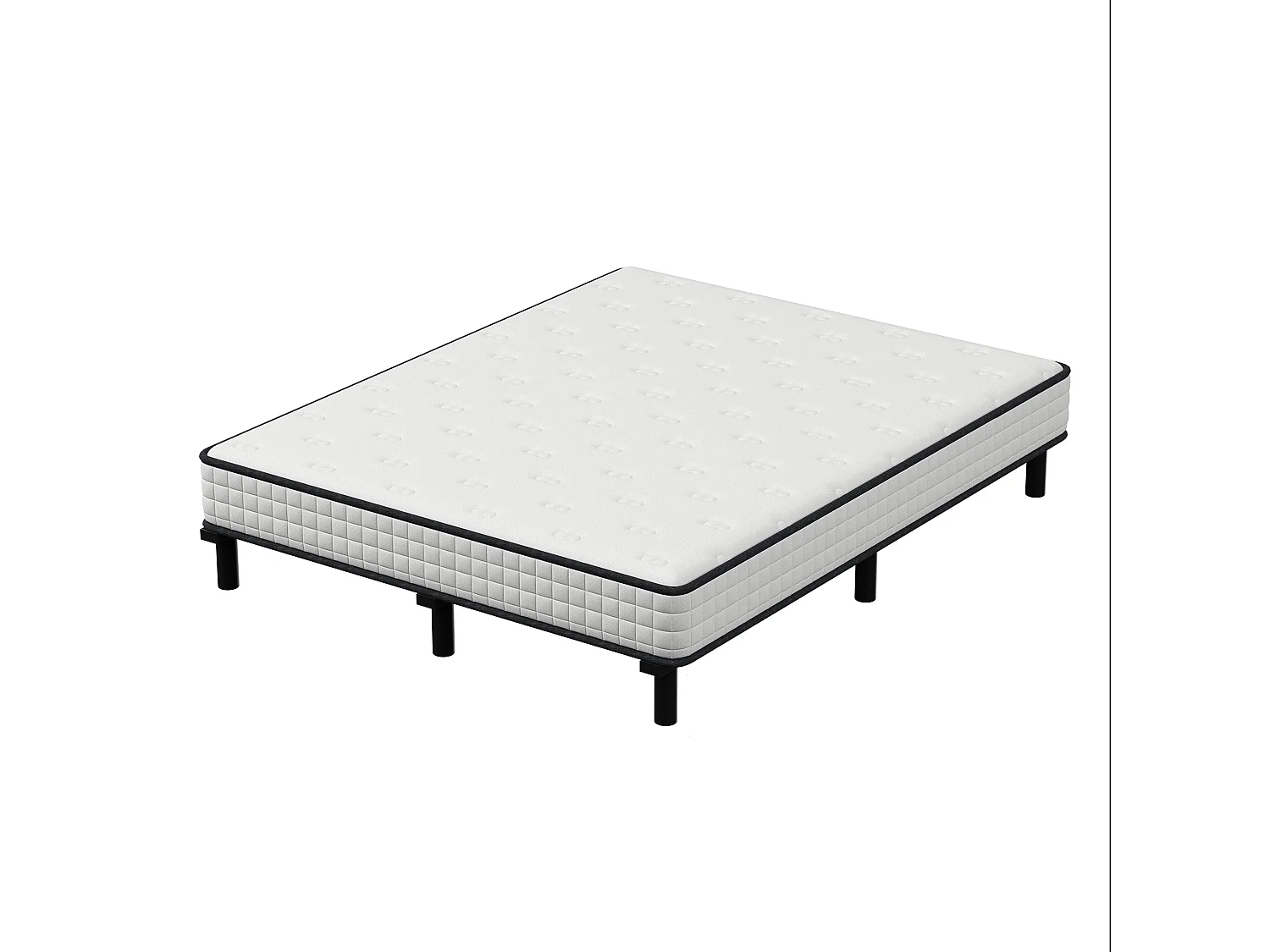 Ensemble matelas et sommier de 140x190 cm, 9 pieds, 15 cm d'épaisseur
