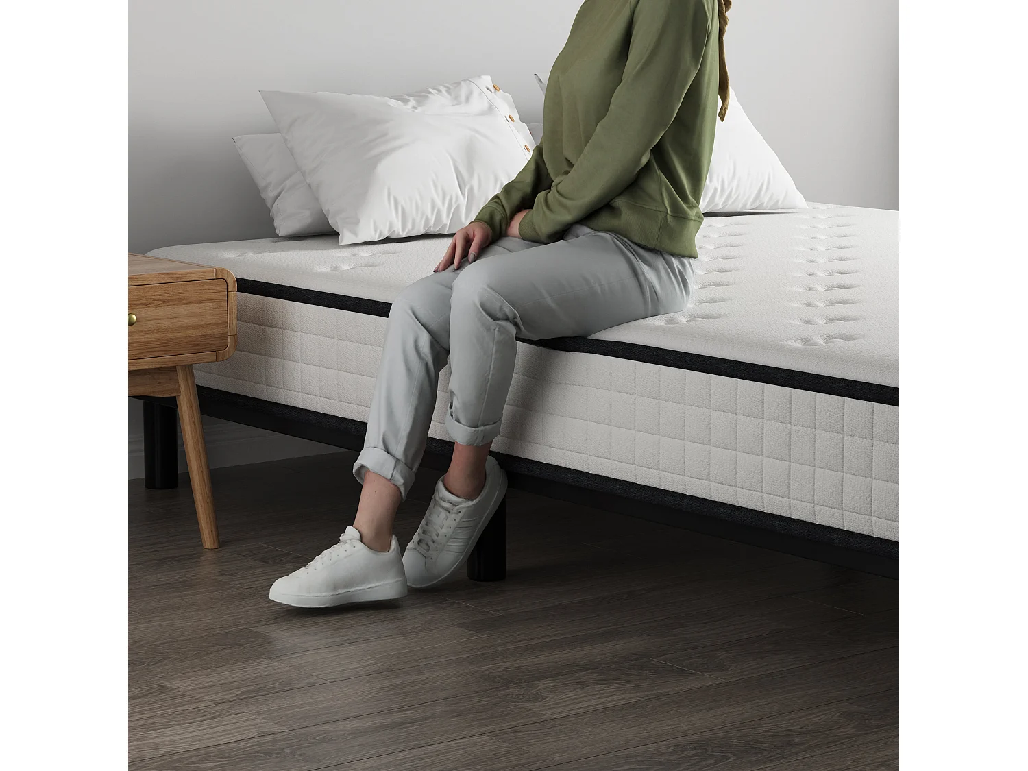 Ensemble matelas et sommier de 140x190 cm, 9 pieds, 15 cm d'épaisseur