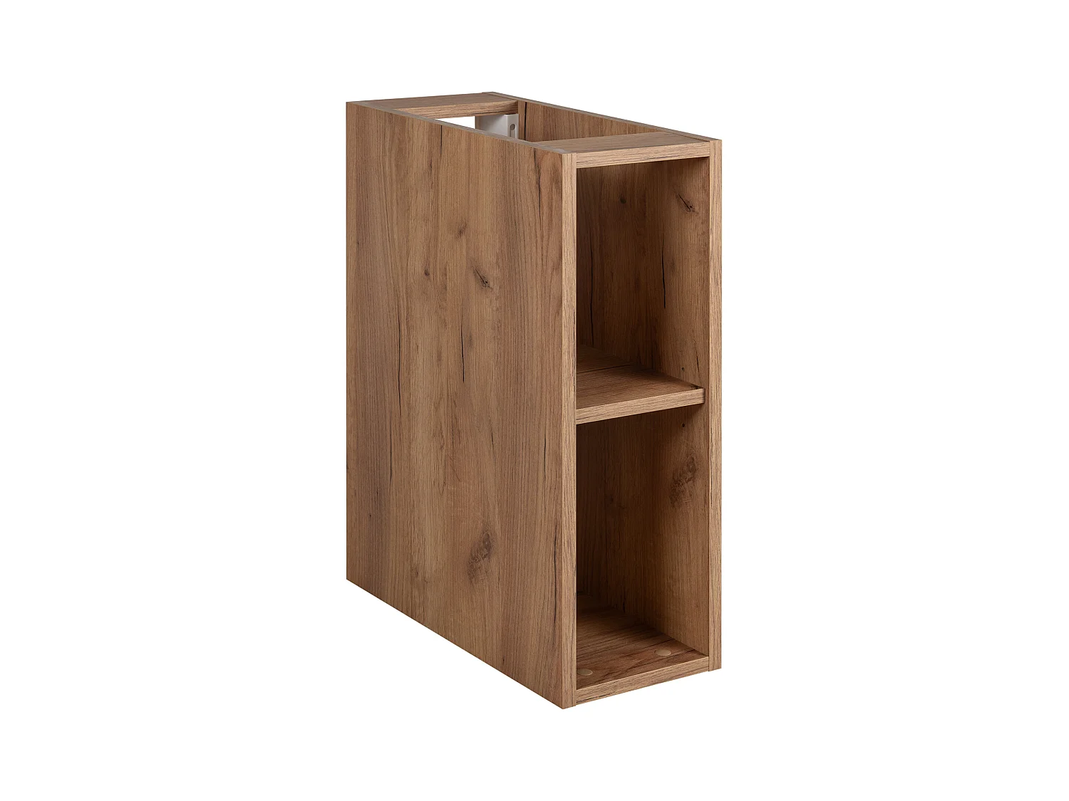 Meuble sous vasque blanc FLOW 80 cm avec étagère chêne craft doré, surface cannelée