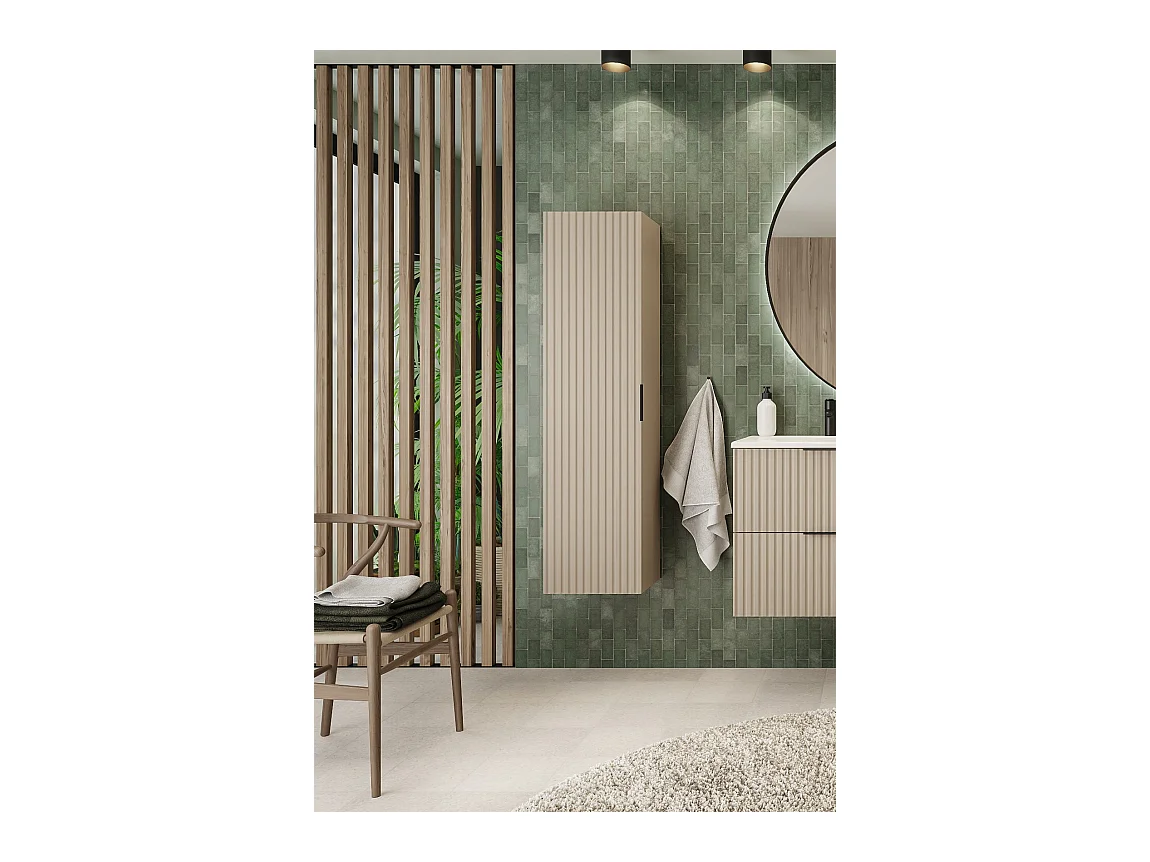 Colonne de salle de bain striée FLOW 136 cm cachemire