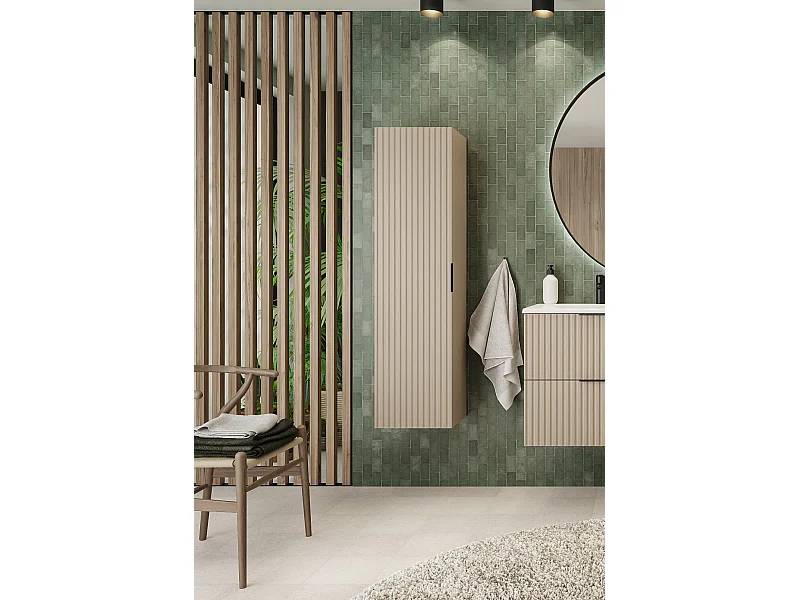 Geribbelde badkast FLOW 136 cm cashmere