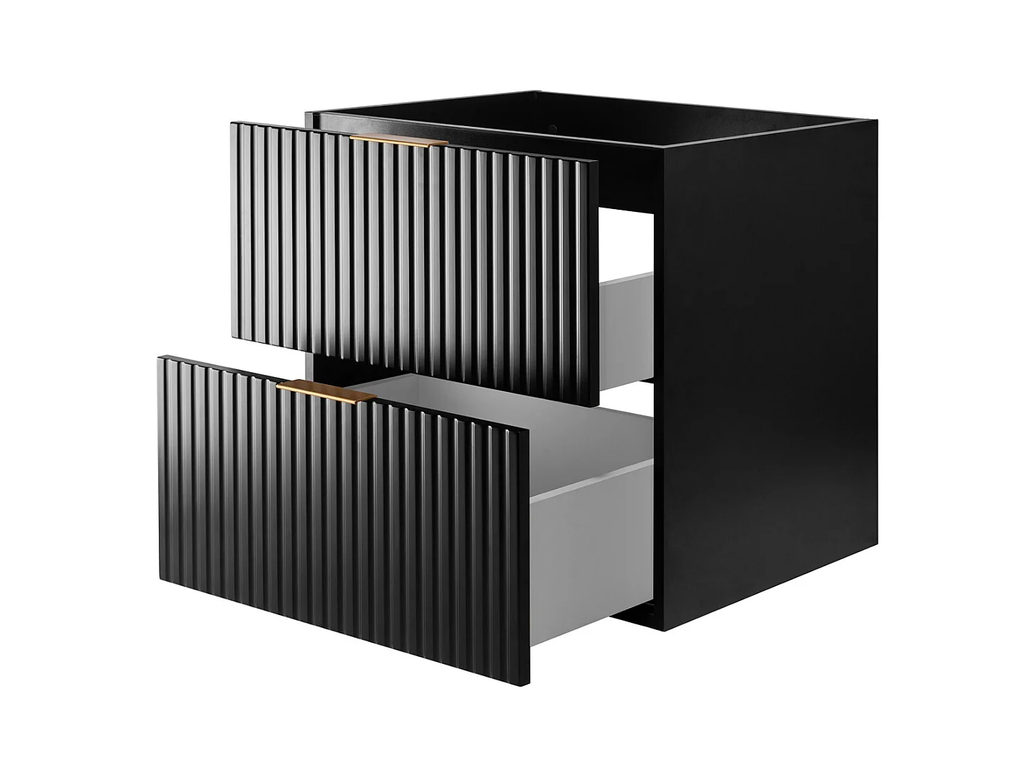 Meuble de salle de bain strié FLOW 60 cm noir