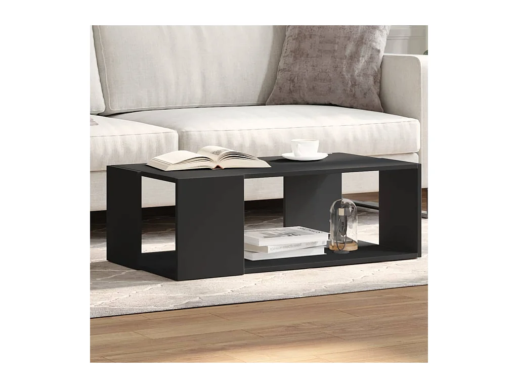 Table basse noir 89,5x48x30 cm bois d'ingénierie FR648965