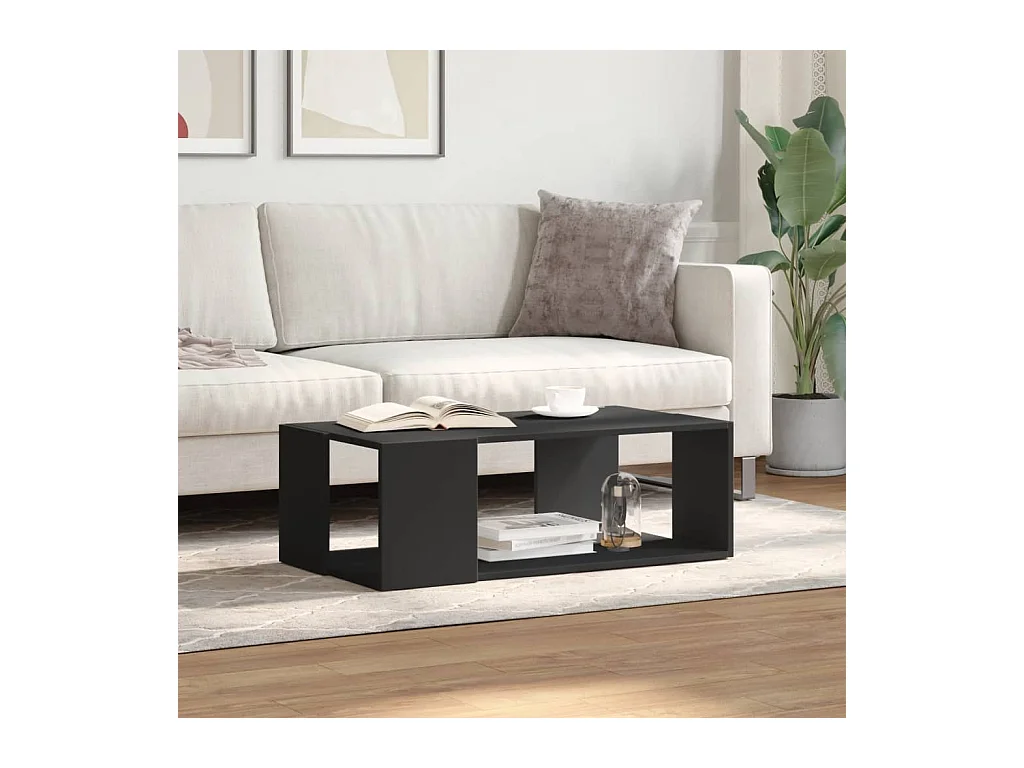 Table basse noir 89,5x48x30 cm bois d'ingénierie FR648965