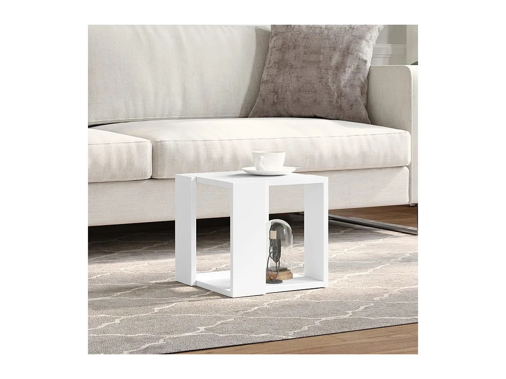 Salontafel 32x32x30 cm bewerkt hout wit BE176607