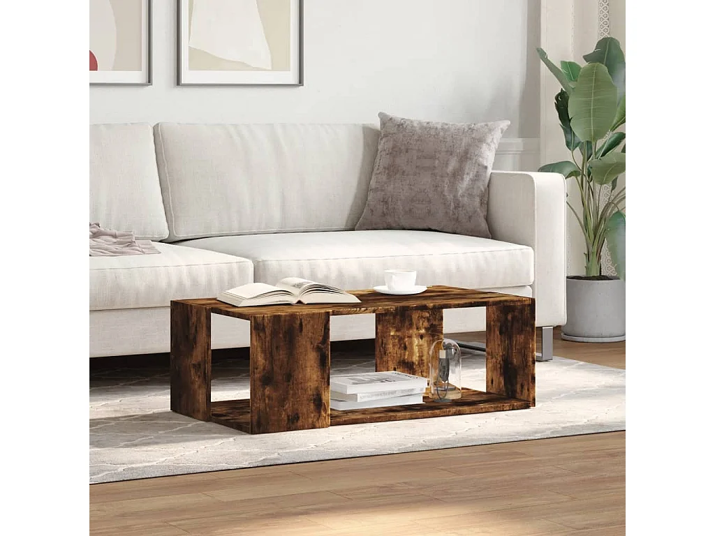 Salontafel 89,5x48x30 cm bewerkt hout gerookt eikenkleurig BE643325