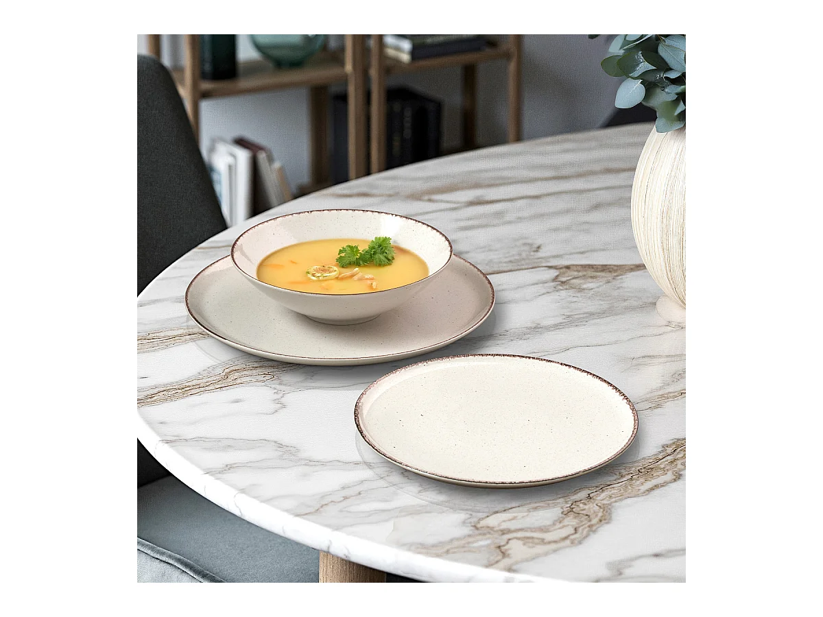 Yumi Beige - Service de vaisselle 18 pièces