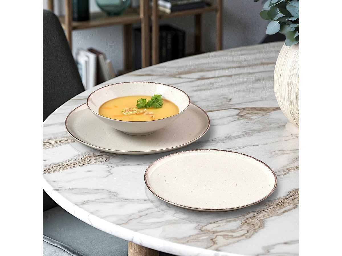 Yumi Beige - Service de vaisselle 18 pièces