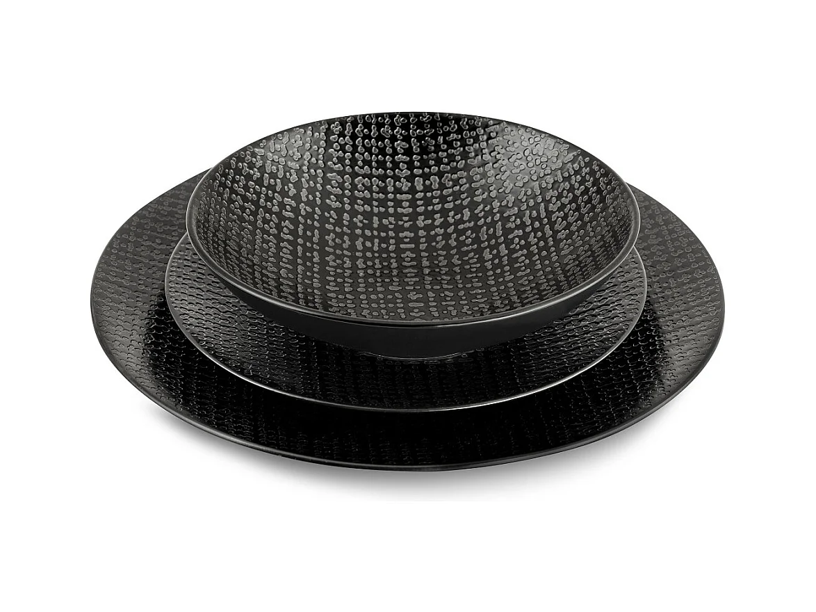 Tweed Noir - Service de vaisselle 18 pièces