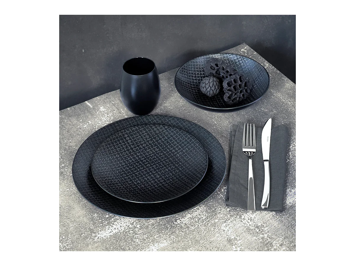 Tweed Noir - Service de vaisselle 18 pièces