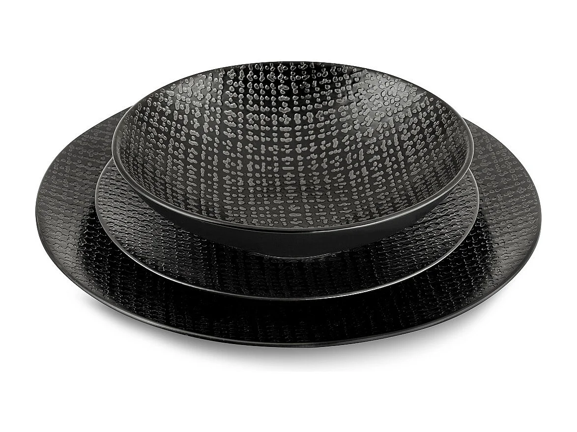 Tweed Noir - Service de vaisselle 18 pièces